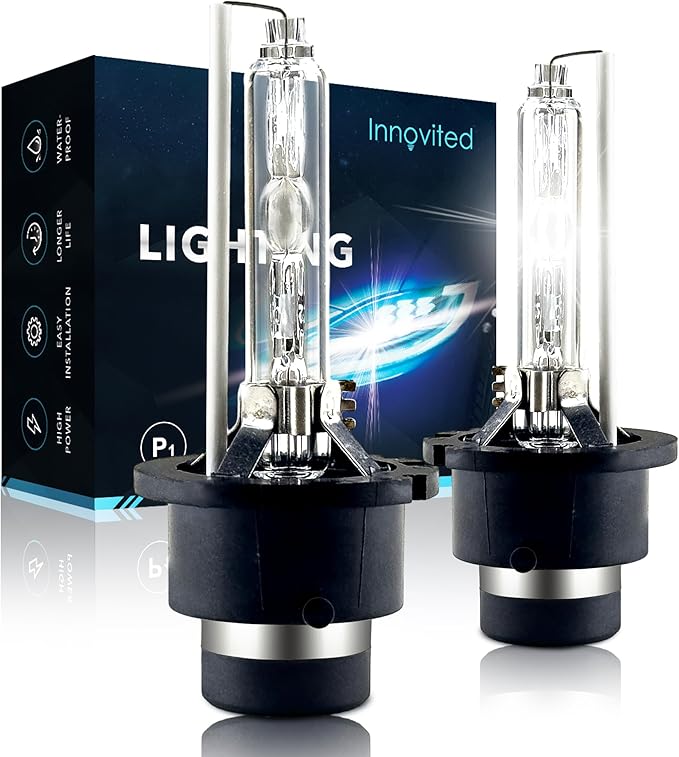 Innovited D2S HID Xenon Headlight Bulbs 6000K Cool White High Low Beam 66040 66240 85122,etc Replacement Bulb - Pack of 2