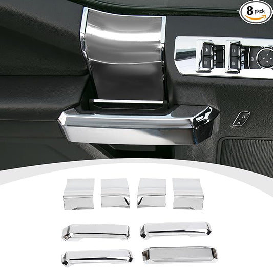 RAZPOY for F150 Inner Door Handles Covers & Door Handle Panel Trim Compatible with 2015-2020 Ford F150 Chrome Interior Accessories