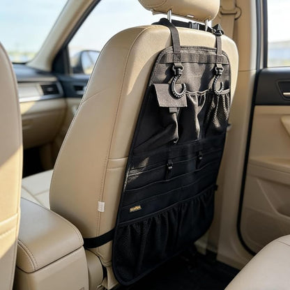 ECWKVN Car Seat Back Organizer, Heavy Duty Back Seat Organizer with Multiple Storage Pockets, Work Truck & SUV Seat Back Storage Bag for Tools, Tablet, Bottles & Essentials – Universal Fit