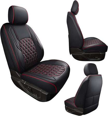 Huidasource Tacoma Seat Covers, Full Coverage Waterproof Truck Seat Cover Fit for Toyota Tacoma 2016-2023 Double & Crew Cab SR, SR5, Limited, TRD Pro, TRD Sport, TRD Off-Road (Front Pair/Black&Red)