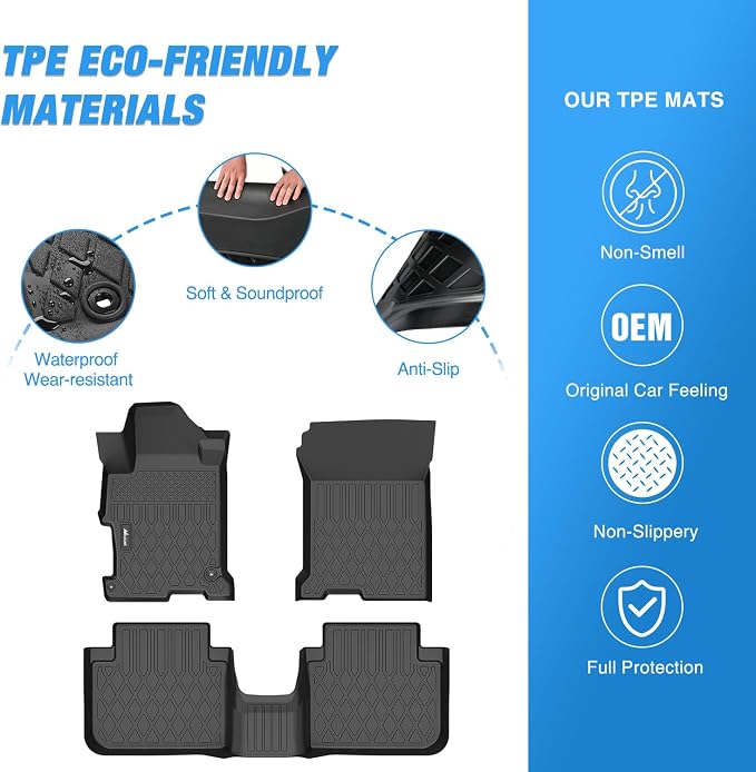 Nilight TPE Floor Mats for Honda Accord Sedans 2013 2014 2015 2016 2017, All Weather Custom Fit Heavy Duty Floor Liners