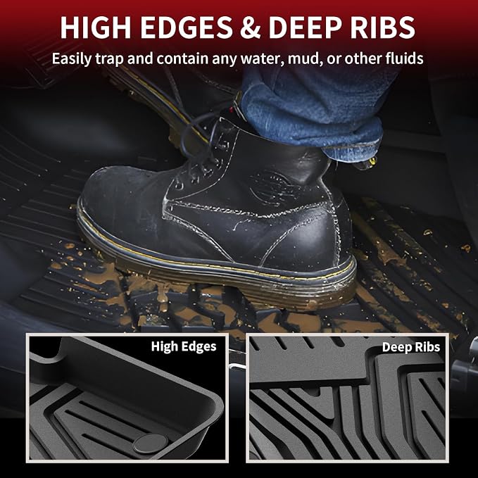 LASFIT Floor Mats for 10th Gen Honda Accord 2022 2021 2020 2019 2018 Sedan (Gasoline & Hybrid), All Weather TPE Custom Fit Anti-Slip Full Coverage Floor Liners,1st & 2nd Row, Black