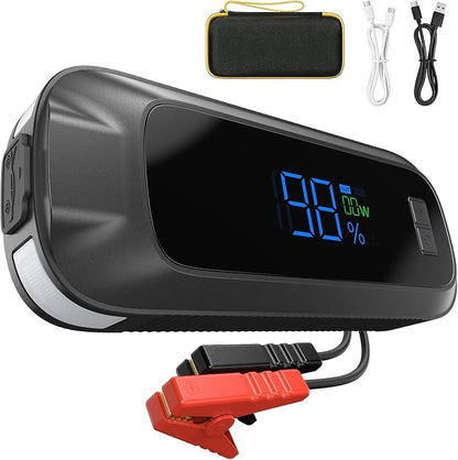 Jump Starter 12V Car Battery Peak 8000A 26800mAh, Portable Car Jump Starter | for All Gas and 10L Diesel Engines, Power Bank & Battery Jumper with Fast Charge, LED Light, Jumper Cables