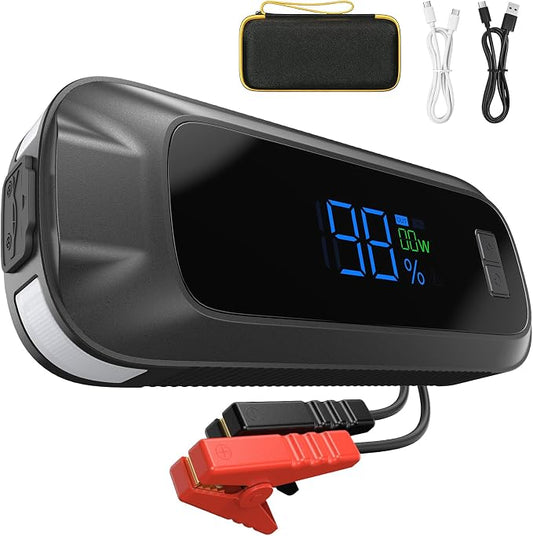 Jump Starter 12V Car Battery Peak 8000A 26800mAh, Portable Car Jump Starter | for All Gas and 10L Diesel Engines, Power Bank & Battery Jumper with Fast Charge, LED Light, Jumper Cables