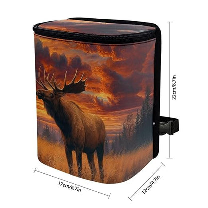 Talayituse Forest Elk Cloud Print Car Trash Can with Lid, Leak Proof Auto Trash Bag Hanging Vehicle Garbage Can Multipurpose Storage Container for Back Seat Road Trip