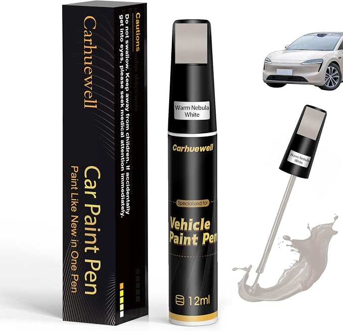 White Touch Up Paint for Cars, Auto Car Paint Touch Up Paint Pen for Deep Scratches, Car Scratch Repair Pen, Quick and Easy Solution to Repair Minor Automotive Scratches (Warm Nebula White)
