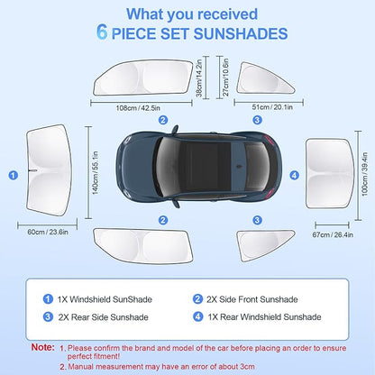 6pcs Car Window Shades for Volkswagen VW Beetle 2012-2019 Accessories,Windshield Side Rear Full Sunshade,Sun Visor UV Blocking, Privacy Protection and Blackout for Camping Outdoor