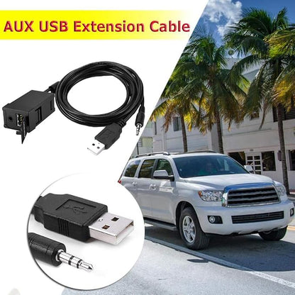 USB AUX Flush Mount - Car Dashboard Panel Jack Extension Cable Compatible with Toyota, 3.5mm & USB AUX Extension Mount Socket(Size: 1.29 X 0.86 X 2 inches)