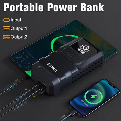 Q13 6000A Portable Car Jump Starter with Air Compressor 150PSI, Car Jumper Starter Portable(10.0L Gas/8.0L Diesel), 12V Jump Box with 3 Modes Flashlight & Jumper Cable, LCD Display Power Bank
