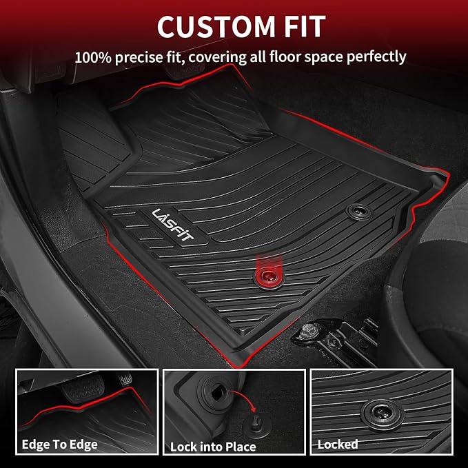 LASFIT Front Mats Fit for Tacoma 2016-2023 (Only Fit Auto Tran & 1st Row), Custom Fit All Weather Protection Durable TPE Floor Liners for 2024 2025 2026 Tacoma Accessories Front 1st Row Row Car Mats