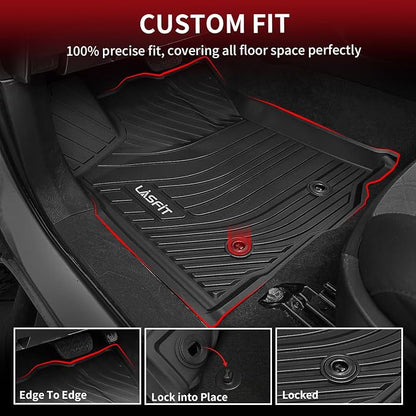 LASFIT Front Mats Fit for Tacoma 2016-2023 (Only Fit Auto Tran & 1st Row), Custom Fit All Weather Protection Durable TPE Floor Liners for 2024 2025 2026 Tacoma Accessories Front 1st Row Row Car Mats