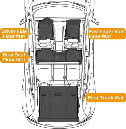 Floor Mats for Chevy Tahoe 2007 2008 2009 2010 2011 2012-2014 & GMC Yukon Bench (NOT fit XL or Hybrid), for Chevrolet Tahoe Floor Mats 1st & 2nd Row & Cargo Liner, 8 Seats, TPE Summer Winter