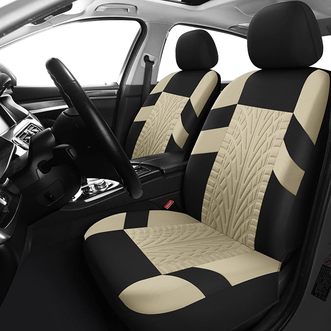 VarCozy Car Seat Covers Full Set, Front & Split Rear Bench for Car, Universal Cloth SUV, Sedan, Van, Automotive Interior Covers, Airbag Compatible