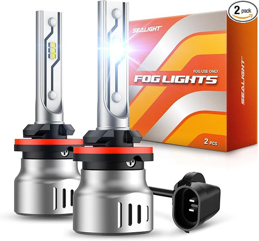 SEALIGHT 881 LED Fog Light Bulbs or DRL, 12000LM 889 898 886 896 894 Fog Lights or Daytime Running Light 6500K White, 1:1 Size Plug ang Play, Non-polarity, Pack of 2