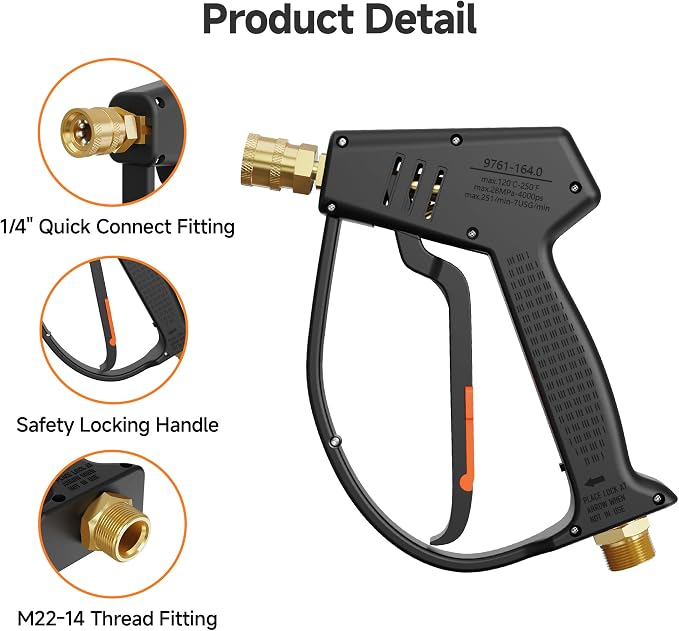Giraffe Tools High Pressure Washer Short Gun for High Pressure Foam Cannon Car Wash