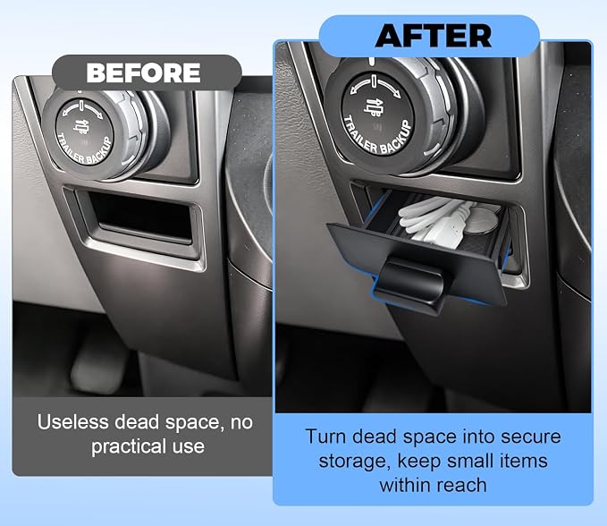 Storage Drawer Tray Fit for 2015-2020 Ford F150 Center Console Organizer Drawer Box Hidden Storage Coins Small Items for Ford f150 Accessories ABS Material|Easy to Install