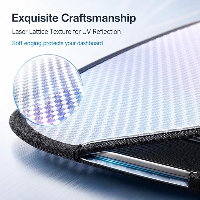 Car Windshield Sunshade, Accordion Foldable Front Windshield Sun Shade (Medium)