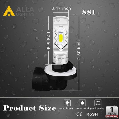 Alla Lighting 3800lm PGJ13 Base 889 881 LED Fog Light Bulbs, Red Xtreme Super Bright H28 886 888 894 896 898 ETI-SMD Replacement