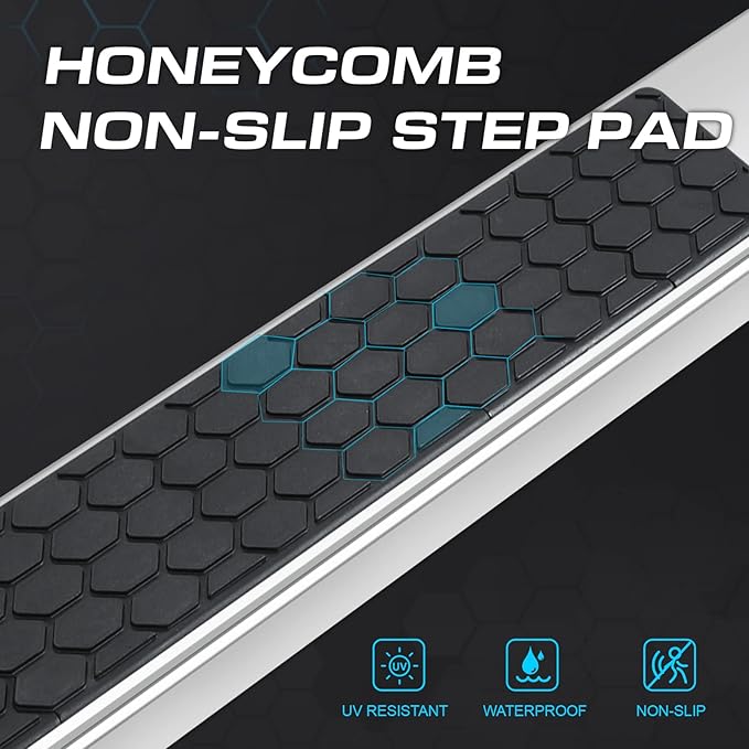 COMNOVA 6.5 Inches Side Steps Running Boards Compatible with 2007-2018 Chevy Silverado/Sierra 1500 2500 3500 Crew Cab & 2019 1500LD 2500HD 3500HD Crew Cab. Rock Sliders Truck Side Steps Nerf Bars.