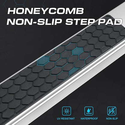 COMNOVA 6.5 Inches Side Steps Running Boards Compatible with 2007-2018 Chevy Silverado/Sierra 1500 2500 3500 Crew Cab & 2019 1500LD 2500HD 3500HD Crew Cab. Rock Sliders Truck Side Steps Nerf Bars.