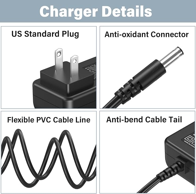 12V Jump Starter Charger for EverStart Maxx Car Camo Jump Starter, Power Cord AC Adapter for Ever Start Max J7CCE J7CE 800A 800 Peak Amp Car Camo Starter Battery with 120 PSI Compressor 3 USB Ports