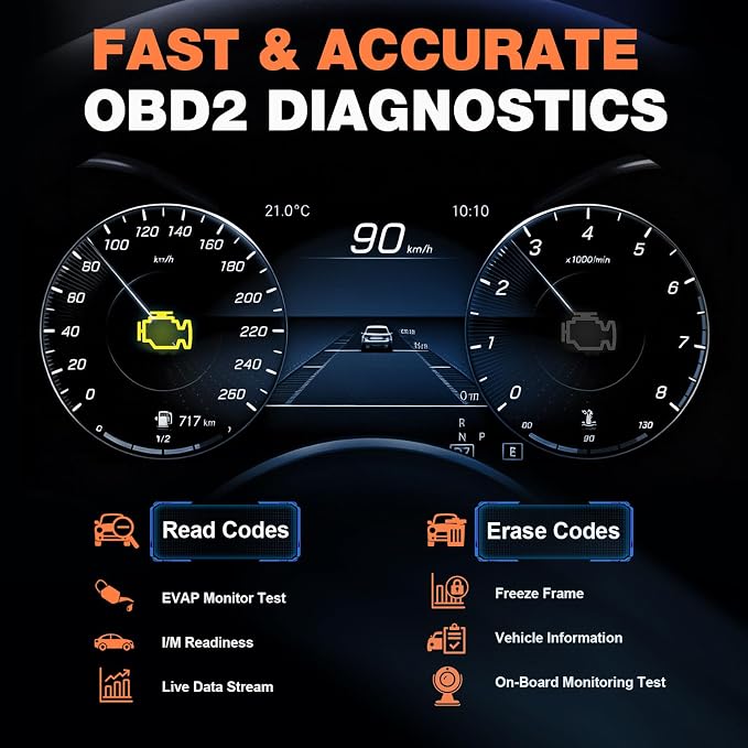 BT529 Bluetooth OBD2 Scanner & Car Battery Tester,2-in-1 Car Diagnostic Tool for iPhone & Android, Check Engine Code Reader,Performance Test, Trip Analysis, 12V Battery Analyzer for All 1996+ Vehicles
