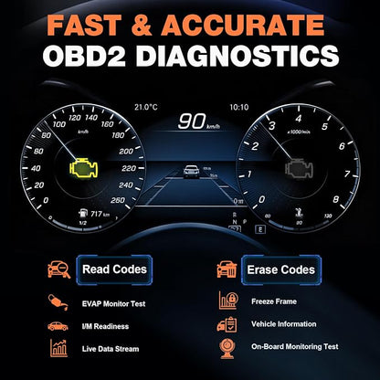 BT529 Bluetooth OBD2 Scanner & Car Battery Tester,2-in-1 Car Diagnostic Tool for iPhone & Android, Check Engine Code Reader,Performance Test, Trip Analysis, 12V Battery Analyzer for All 1996+ Vehicles