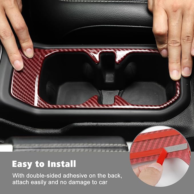 RT-TCZ Interior Trim Kit Cover Center Console Decoration Accessories Compatible with Jeep Wrangler JL JLU & Gladiator JT 2018-2023 23PCS,Red Carbon Fiber