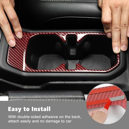 RT-TCZ Interior Trim Kit Cover Center Console Decoration Accessories Compatible with Jeep Wrangler JL JLU & Gladiator JT 2018-2023 23PCS,Red Carbon Fiber