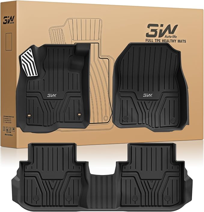 3W Floor Mats with Metal Pedals Fit for Honda CR-V 2023 2024 2025 2026 (Include Hybrid & CRV FCEV), All Weather TPE Waterproof Custom Fit Honda CRV Floor Liner 1st, 2nd Row Car Accessories Black