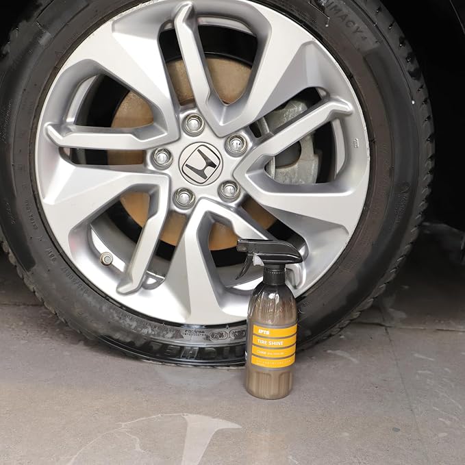 SPTA Tire Shine Spray, 16 Oz 500ml Extra Glossy Tire Shine Spray, Dry-to-Touch Dressing - Restores Wet Look to Rubber, Vinyl, and Plastic, Safe for Cars, Trucks, Motorcycles, RVs, and More -US-CL008