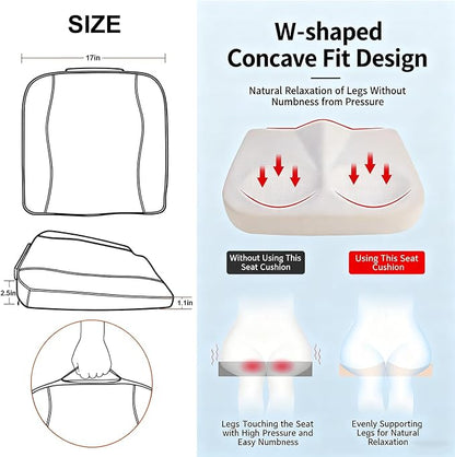Car Seat Cushion,Thickened Comfort Memory Foam Seat Cushions for Car and Office Chair - Sciatica & Lower Back Pain Relief, Driver Seat Pillow for Auto, Office Chair, Wheelchair Pad-Beige
