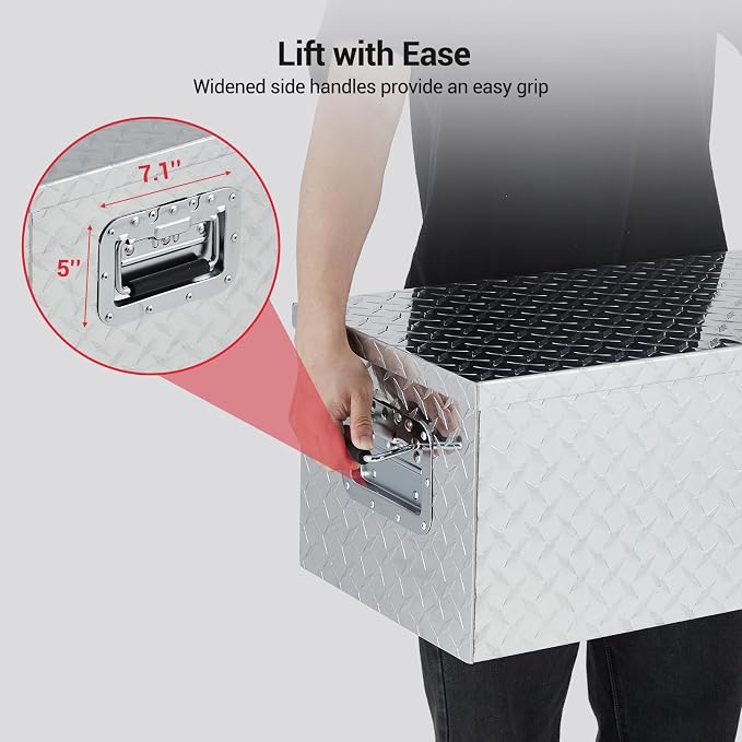 GarveeTech 30 in Aluminum Truck Tool Box, Truck Bed Storage Box with Security Lock and Wider Handles, Heavy Duty Waterproof Tool Box Organizer Chest for Pick Up Truck Rv Trailer - Silver