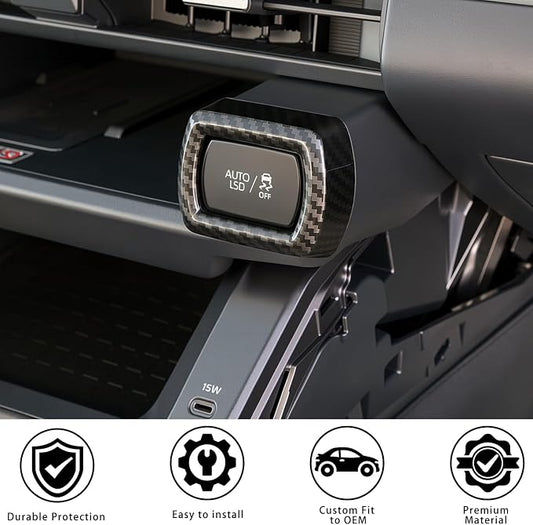 for Toyota RAV4 2026 Accessories Interior Center Console Air Conditioner Switch Button Cover Trim Central Central Air Conditioning Cover Decoration - Glossy Carbon Fiber