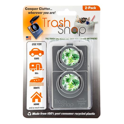 Reusable Bag Holders for Trash & Recycling | Eco-Friendly, Adhesive Clip System for Car, RV, Home, Travel, Boat | Recycled Plastic Leaf Me Alone - 2 Pack