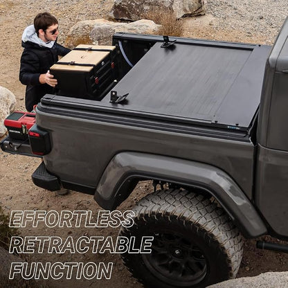 Syneticusa Retractable Hard Tonneau Cover for F-150 Ford 5.5 FT (2004-2026) | 2025 f150 Bed Cover | Lockable & Waterproof | No-Drill Install | Alternative to Hard Tri-Fold | 5-Year Protection Plan