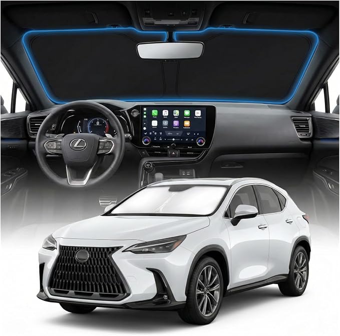 for Lexus NX NX250 NX350 NX350h NX450h+ Sun Shade Windshield Cover - Custom Fit NX Accessories 2022-2025 2026 Sunshade Foldable UV Protection & Heat Shield Sun Visor Accessories