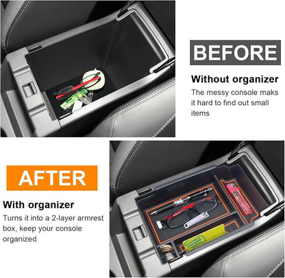 MOCHNET Center Console Organizer for 2024 2025 2026 Subaru Crosstrek Accessories & 2024-2026 Subaru Impreza Console Tray, 2026 Crosstrek Hybrid Accessories 2024+ Impreza Armrest Storage Box (Orange)