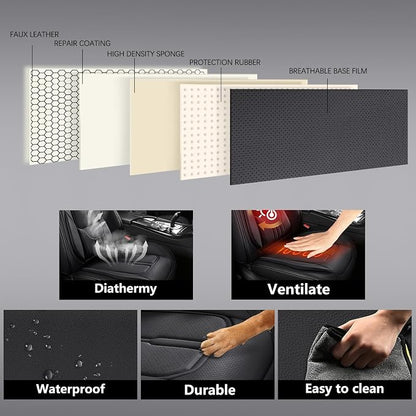NS YOLO Full Coverage Leather Car Seat Covers for Cars,SUVs and Pick-up Trucks,Car Seat Protector,Automotive Seat Covers,Car Seat Cushion,Black Seat Cover,Front Seat Cover for 2 Seats