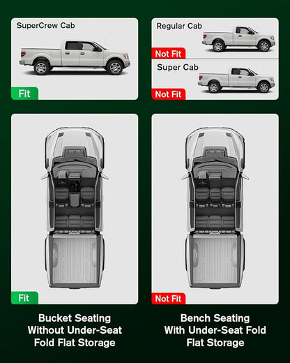 VIWIK Floor Mats Compatible for Ford F150 2015-2025 SuperCrew/Crew Cab for Ford F150 Car Mats All Weather Protection Custom Full Set Include 1st and 2nd Row, Automotive Floor Liner TPE Black 3PCS