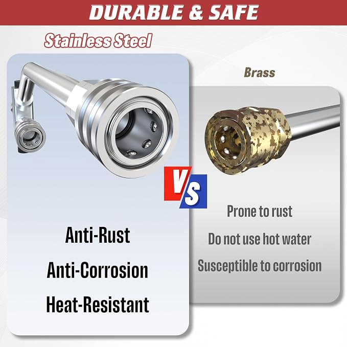 Foam Cannon Dual Connector Accessory, 4000 PSI Stainless Steel Pressure Washer Double Tip Attachment with 5 Spray Nozzles, 1/4" Quick Connect Dual Foam Cannon for Pressure Washer