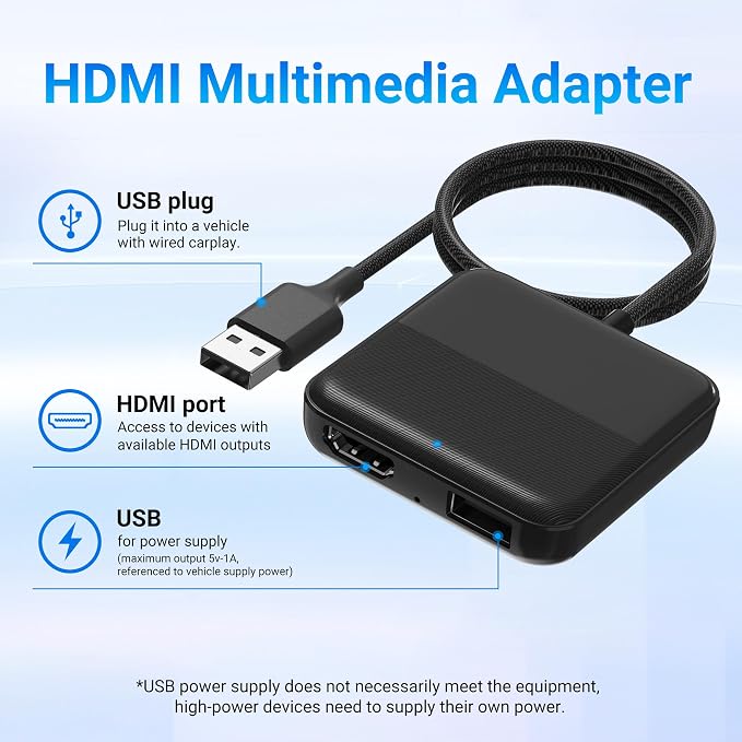 Car TV Mate PRO 2025-Stick Converter,HDMI & Wireless CarPlay Android Auto Adapter, No Latency,HDMI to USB Port Converter Work for Cars 2016+ with Wired carplay,Plug & Play