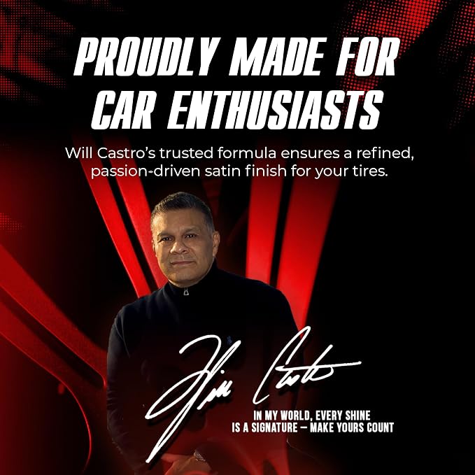 TEAM UNIQUE Tire Shine Satin – 18.6 fl oz | Low-Gloss Satin Tire Shine Spray | UV Protection Against Cracking & Fading | Non-Greasy, Low-Sling Formula for Cars, Trucks & SUVs