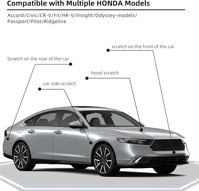 Car Paint Touch Up Pen for Honda Lunar Silver Metallic(NH-830M), 2-In-1 Color Accurate Touch Up Car Scratch Repair Paint Exact Match Honda Series Automotive Scratch Remover for Nicks & Chips Repair