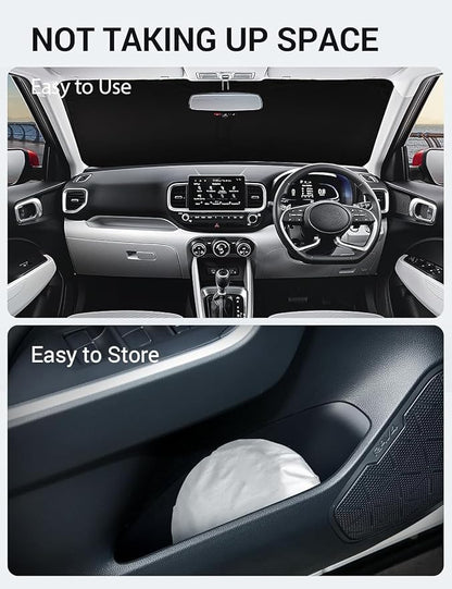 Proadsy Windshield Sun Shade Custom Fit 2020-2023 2024 2025 2026 Hyundai Venue Foldable Front Sunshade Protector Sun Visor Blocks UV Rays Keep Car Cooler