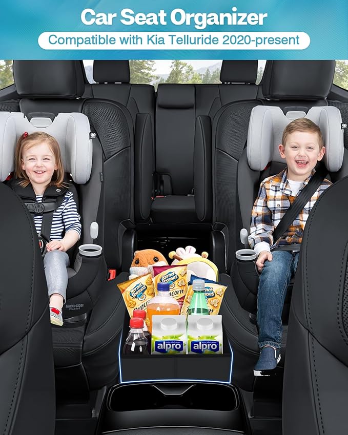 Mixsuper Liner Car Seat Organizer for Kia Telluride 2026 2025 2024-2020, Console Organizer Backseat Box for Kia Telluride, Kids Toys Baby Supplies Dog Toy Box Storage Bin Travel Accessories