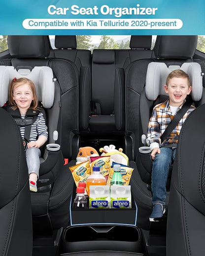 Mixsuper Liner Car Seat Organizer for Kia Telluride 2026 2025 2024-2020, Console Organizer Backseat Box for Kia Telluride, Kids Toys Baby Supplies Dog Toy Box Storage Bin Travel Accessories