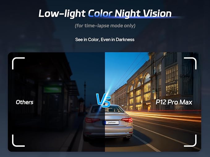 Pelsee 4K+2.5K Mirror Dash Cam with Front Starvis 2 IMX678 & Rear IMX335, 12" Rear View Mirror Camera, Color Night Vision, 5.8GHz WiFi, ADAS & BSD, Included OBD Hardwire Kit, 128GB Card, P12 Pro Max