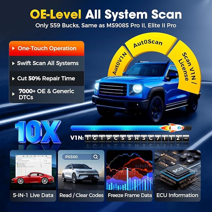 Autel MaxiCOM MK900 Bidirectional Scanner: 2026 Up of MaxiCheck MX808S MK808S, Work as MK900-BT MK900BT MX900 OBD2 Diagnostic Tool w/ 3000+ Active Test, 40+ Service, CAN-FD&DOIP, All System, FCA 11 OS