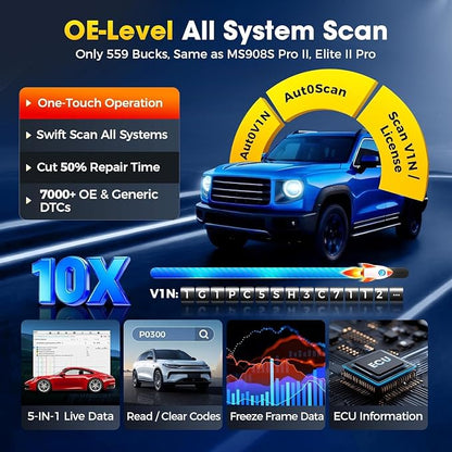 Autel MaxiCOM MK900 Bidirectional Scanner: 2026 Up of MaxiCheck MX808S MK808S, Work as MK900-BT MK900BT MX900 OBD2 Diagnostic Tool w/ 3000+ Active Test, 40+ Service, CAN-FD&DOIP, All System, FCA 11 OS